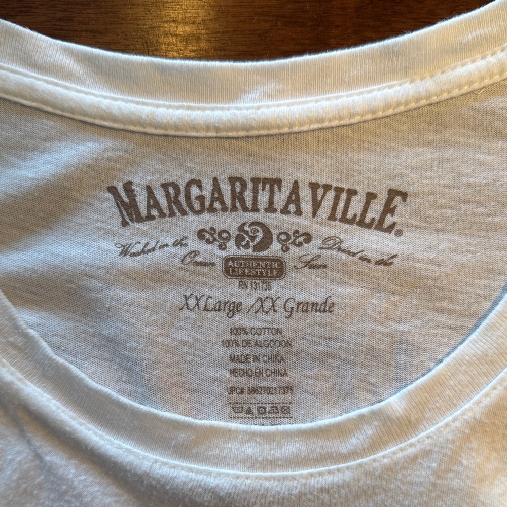 Margaritaville White Tee with Subtle Print - Picture 4 of 4
